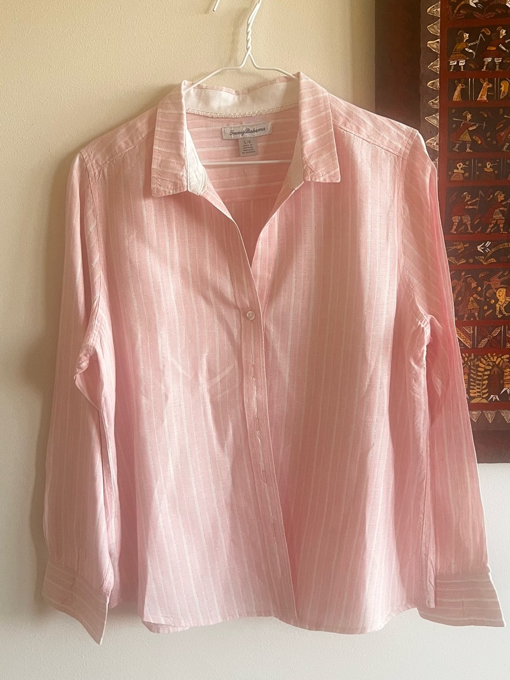 Tommy Bahama Light Pink Striped Button-Front Blouse